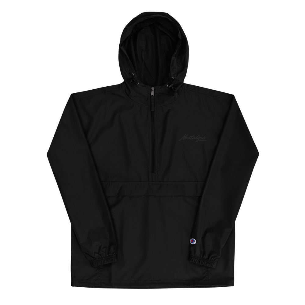 Nostalgia63 Embroidered Champion Packable Jacket (black logo)
