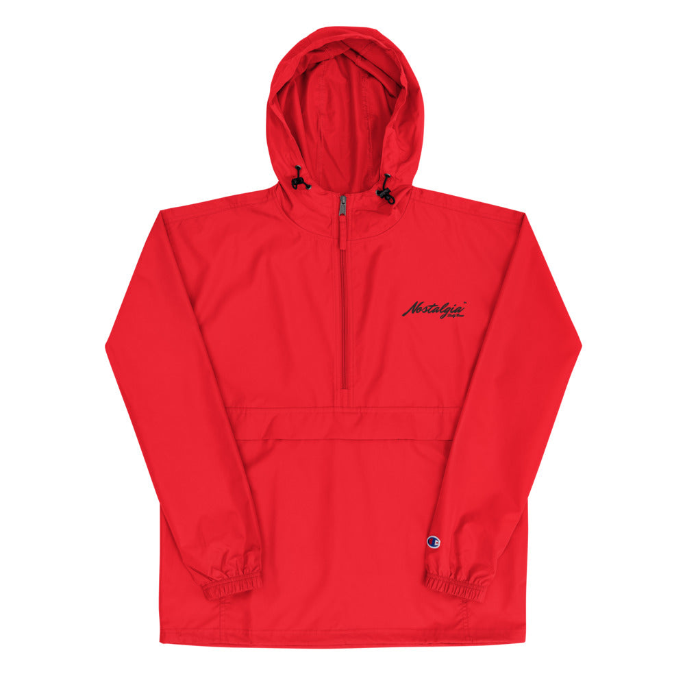 Nostalgia63 Embroidered Champion Packable Jacket (black logo)